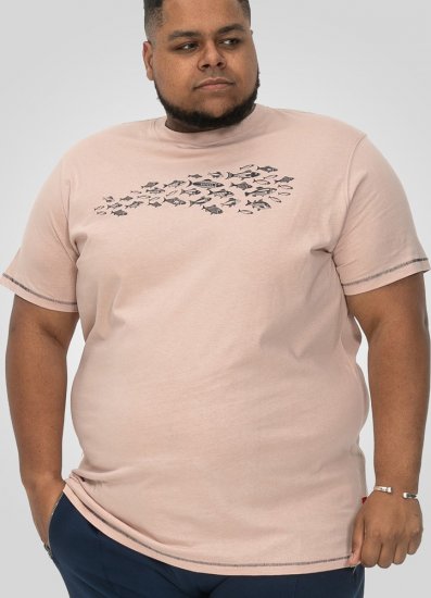 D555 Bournemouth Shoal Of Fish Printed Crew Neck T-Shirt Pink - Pólók - Nagyméretű pólók - 2XL-14XL