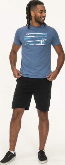 D555 Cardiff Surfer And Waves Printed Crew Neck T-shirt Denim Marl - Pólók - Nagyméretű pólók - 2XL-14XL