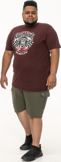 D555 Loughborough Official Gas Monkey Crew Neck T-Shirt Burgundy Black Twist - Pólók - Nagyméretű pólók - 2XL-14XL