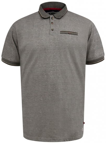 D555 Holyhead Strukturált Galléros Póló Mellzsebbel Szürke - Pólóingek - Galléros Pólók 2XL-8XL - Pólóingek 2XL-8XL