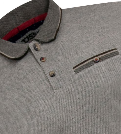 D555 Holyhead Strukturált Galléros Póló Mellzsebbel Szürke - Pólóingek - Galléros Pólók 2XL-8XL - Pólóingek 2XL-8XL