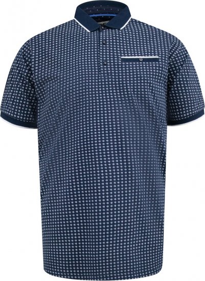 D555 Coventry AOP Polo Shirt Jacquard Collar & Ribbed Cuffs Navy - Pólóingek - Galléros Pólók 2XL-8XL - Pólóingek 2XL-8XL