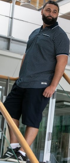 D555 Coventry AOP Polo Shirt Jacquard Collar & Ribbed Cuffs Navy - Pólóingek - Galléros Pólók 2XL-8XL - Pólóingek 2XL-8XL