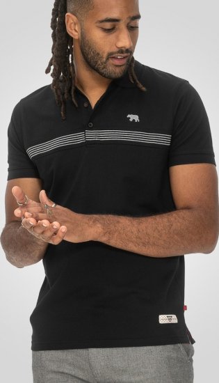 D555 Stafford Cut And Sew Embroidery Stripe Short Sleeve Polo Black - Pólóingek - Galléros Pólók 2XL-8XL - Pólóingek 2XL-8XL