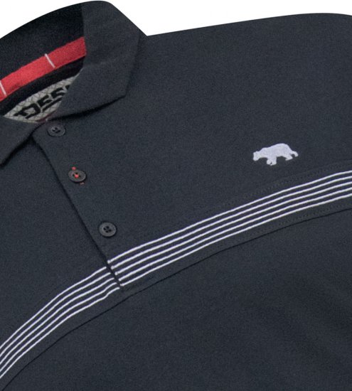 D555 Stafford Cut And Sew Embroidery Stripe Short Sleeve Polo Black - Pólóingek - Galléros Pólók 2XL-8XL - Pólóingek 2XL-8XL