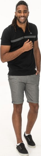 D555 Stafford Cut And Sew Embroidery Stripe Short Sleeve Polo Black - Pólóingek - Galléros Pólók 2XL-8XL - Pólóingek 2XL-8XL
