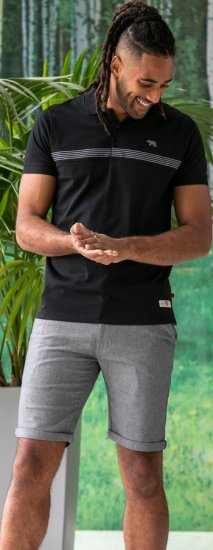 D555 Stafford Cut And Sew Embroidery Stripe Short Sleeve Polo Black - Pólóingek - Galléros Pólók 2XL-8XL - Pólóingek 2XL-8XL