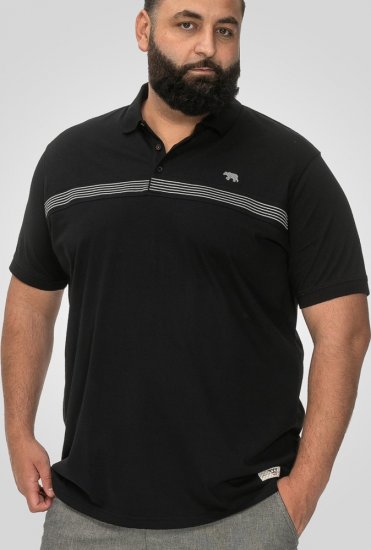 D555 Stafford Cut And Sew Embroidery Stripe Short Sleeve Polo Black - Pólóingek - Galléros Pólók 2XL-8XL - Pólóingek 2XL-8XL