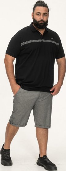 D555 Stafford Cut And Sew Embroidery Stripe Short Sleeve Polo Black - Pólóingek - Galléros Pólók 2XL-8XL - Pólóingek 2XL-8XL