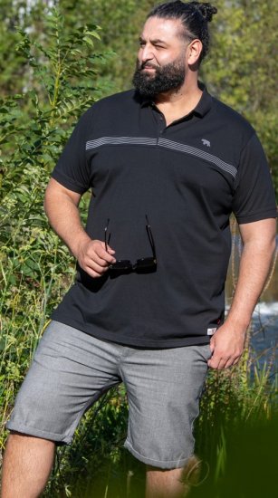 D555 Stafford Cut And Sew Embroidery Stripe Short Sleeve Polo Black - Pólóingek - Galléros Pólók 2XL-8XL - Pólóingek 2XL-8XL