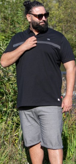 D555 Stafford Cut And Sew Embroidery Stripe Short Sleeve Polo Black - Pólóingek - Galléros Pólók 2XL-8XL - Pólóingek 2XL-8XL