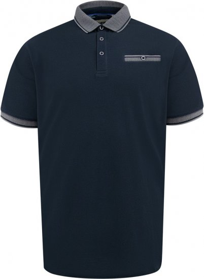 D555 Ilkeston Jacquard Collar & Cuff Short Sleeve Pique Polo Navy - Pólóingek - Galléros Pólók 2XL-8XL - Pólóingek 2XL-8XL