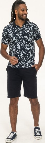 D555 Halifax AOP Hawaiian Print Short Sleeve Polo Blue - Pólók - Nagyméretű pólók - 2XL-14XL