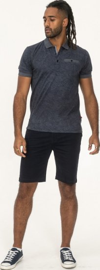 D555 Uttoxeter AOP Leaf Print Short Sleeve Polo Denim - Pólóingek - Galléros Pólók 2XL-8XL - Pólóingek 2XL-8XL