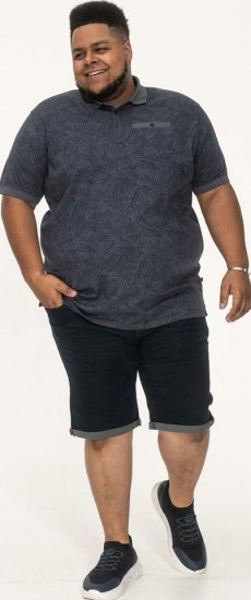 D555 Uttoxeter AOP Leaf Print Short Sleeve Polo Denim - Pólóingek - Galléros Pólók 2XL-8XL - Pólóingek 2XL-8XL