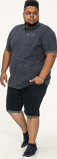 D555 Uttoxeter AOP Leaf Print Short Sleeve Polo Denim - Pólóingek - Galléros Pólók 2XL-8XL - Pólóingek 2XL-8XL