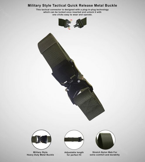 D555 Dale Tactical Stretch Webbing Belt with Heavy Duty Quick Release Buckle Khaki - Övek - Nagyméretű Övek W40-W70/2XL-8XL