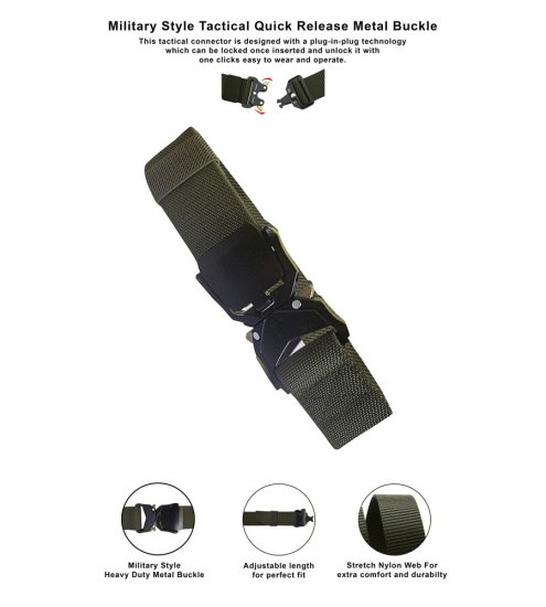 D555 Dale Tactical Stretch Webbing Belt with Heavy Duty Quick Release Buckle Khaki - Övek - Nagyméretű Övek W40-W70/2XL-8XL