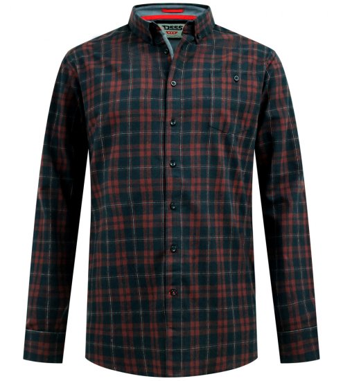 D555 Horsham Long Sleeve Shirt with Chest Pocket Burgundy/Black Check - Ingek - Ingek 2XL-10XL