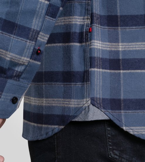 D555 Shrewsbury Long Sleeve with Chest Pocket Blue/Navy Check TALL SIZES - Ingek - Ingek 2XL-10XL