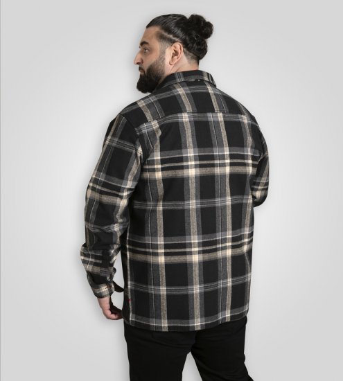 D555 Falkirk Long Sleeve Heavy Shacket Overshirt Black/Grey TALL SIZES - Ingek - Ingek 2XL-10XL