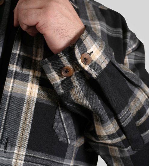 D555 Falkirk Long Sleeve Heavy Shacket Overshirt Black/Grey TALL SIZES - Ingek - Ingek 2XL-10XL