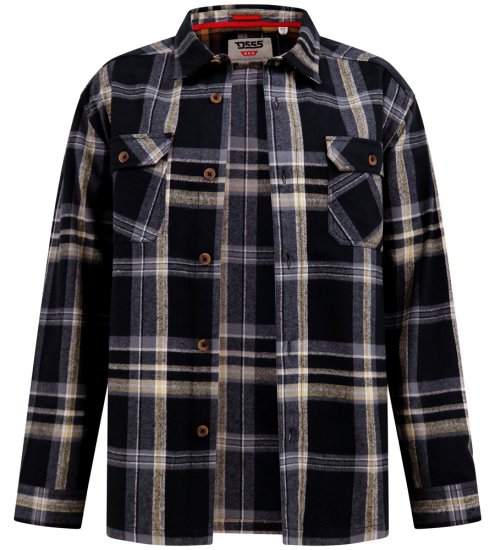 D555 Falkirk Long Sleeve Heavy Shacket Overshirt Black/Grey TALL SIZES - Ingek - Ingek 2XL-10XL