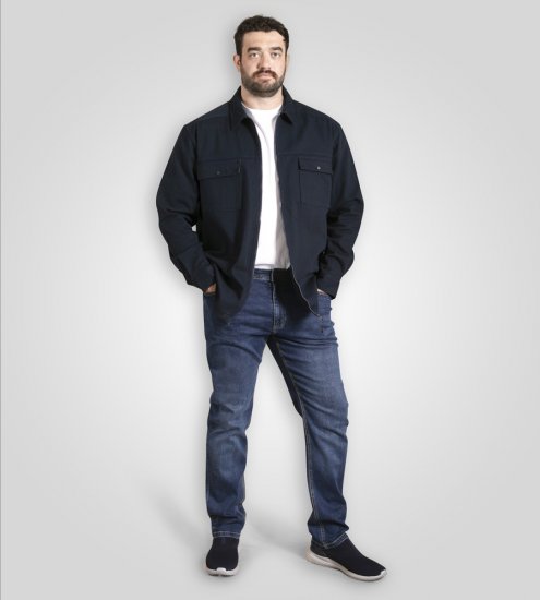 D555 Cleveley Long Sleeve Heavy Shacket Overshirt Navy - Ingek - Ingek 2XL-10XL
