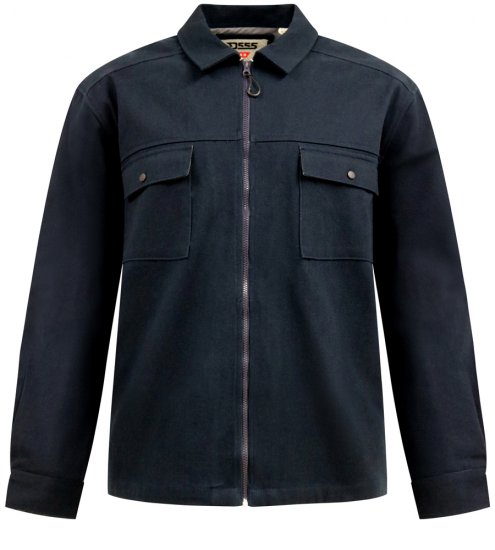 D555 Cleveley Long Sleeve Heavy Shacket Overshirt Navy - Ingek - Ingek 2XL-10XL