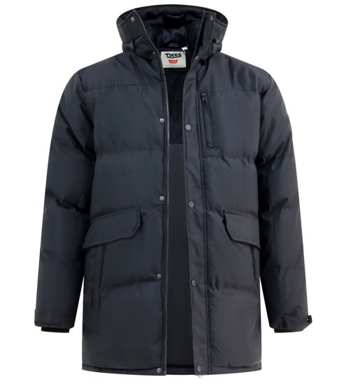 D555 Wolverhampton Quilted Padded Jacket with Hood Black - Kabátok - Nagyméretű Kabátok - 2XL-8XL