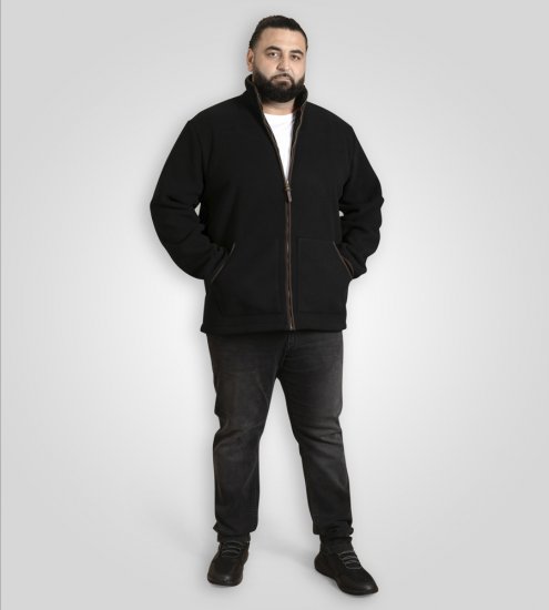 D555 Louth Micro Fleece Jacket with Sherpa Lining Black - Kabátok - Nagyméretű Kabátok - 2XL-8XL