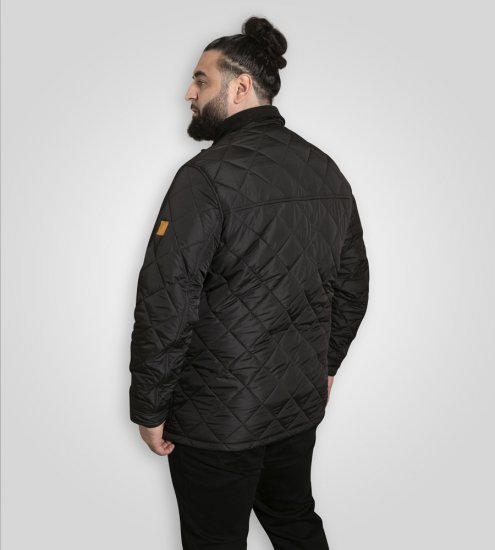D555 Harborough Quilted Jacket with Corduroy Collar Black - Kabátok - Nagyméretű Kabátok - 2XL-8XL