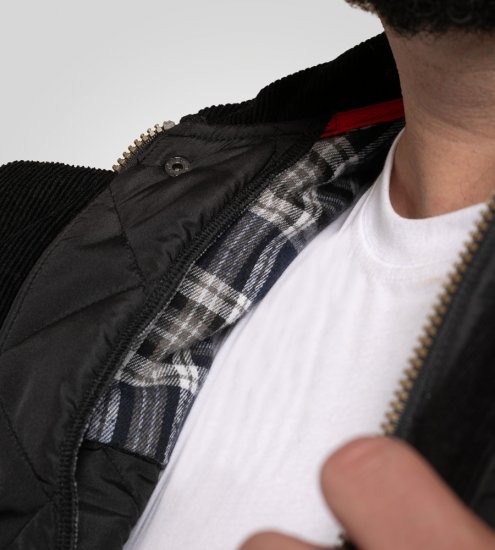 D555 Harborough Quilted Jacket with Corduroy Collar Black - Kabátok - Nagyméretű Kabátok - 2XL-8XL