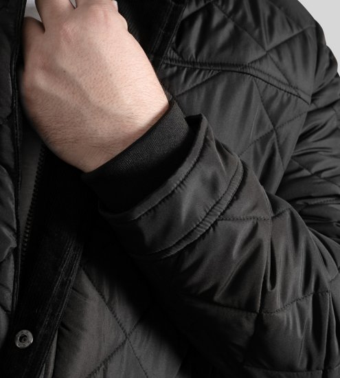 D555 Harborough Quilted Jacket with Corduroy Collar Black - Kabátok - Nagyméretű Kabátok - 2XL-8XL