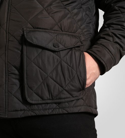 D555 Harborough Quilted Jacket with Corduroy Collar Black - Kabátok - Nagyméretű Kabátok - 2XL-8XL
