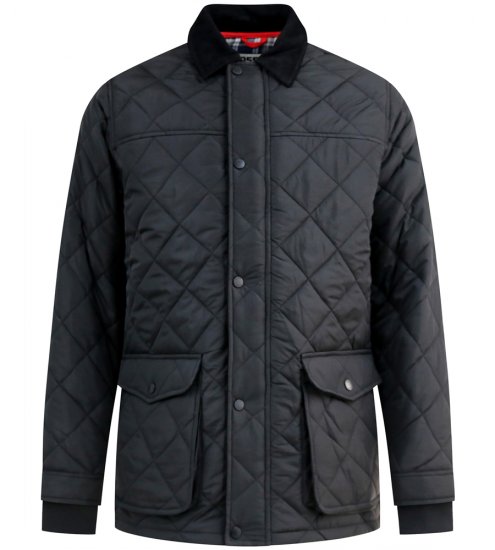 D555 Harborough Quilted Jacket with Corduroy Collar Black - Kabátok - Nagyméretű Kabátok - 2XL-8XL