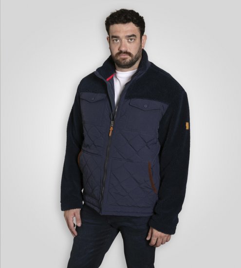 D555 Northampton Hybrid Sherpa Quilted Micro Fleece Jacket Navy - Kabátok - Nagyméretű Kabátok - 2XL-8XL