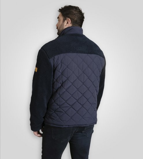D555 Northampton Hybrid Sherpa Quilted Micro Fleece Jacket Navy - Kabátok - Nagyméretű Kabátok - 2XL-8XL