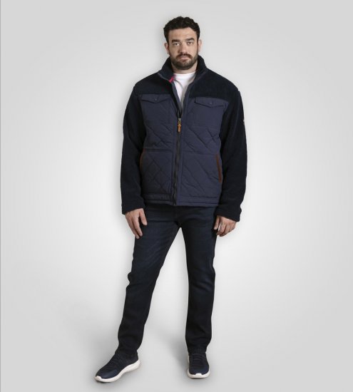 D555 Northampton Hybrid Sherpa Quilted Micro Fleece Jacket Navy - Kabátok - Nagyméretű Kabátok - 2XL-8XL