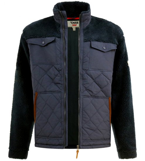 D555 Northampton Hybrid Sherpa Quilted Micro Fleece Jacket Navy - Kabátok - Nagyméretű Kabátok - 2XL-8XL