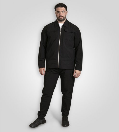 D555 Wimbledon Couture Stretch Jacket with Zipper Black - Kabátok - Nagyméretű Kabátok - 2XL-8XL