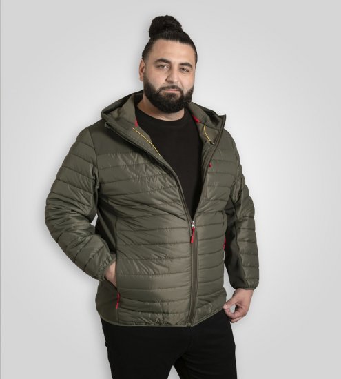 D555 Northfield Hybrid soft shell steppelt kapucnis dzseki khaki - Kabátok - Nagyméretű Kabátok - 2XL-8XL