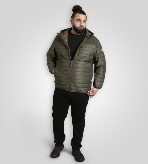 D555 Northfield Hybrid soft shell steppelt kapucnis dzseki khaki - Kabátok - Nagyméretű Kabátok - 2XL-8XL