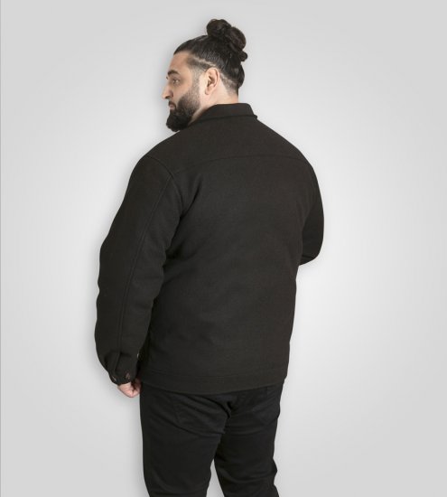 D555 Epsom Harrington Jacket with Zip Through Collared Melton Black - Kabátok - Nagyméretű Kabátok - 2XL-8XL