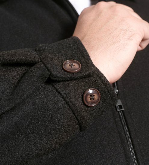 D555 Epsom Harrington Jacket with Zip Through Collared Melton Black - Kabátok - Nagyméretű Kabátok - 2XL-8XL