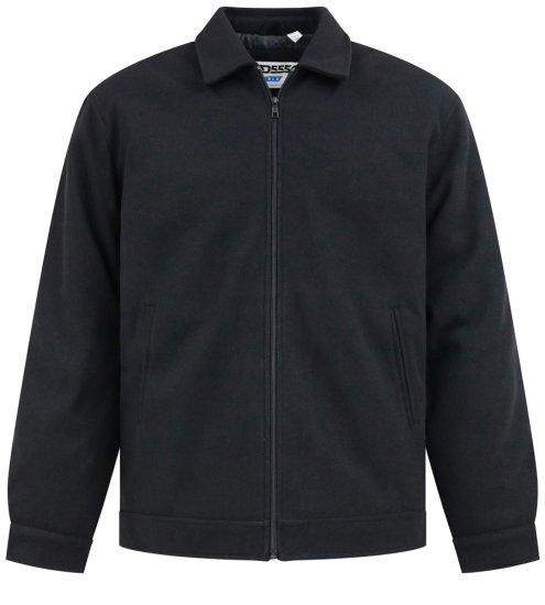 D555 Epsom Harrington Jacket with Zip Through Collared Melton Black - Kabátok - Nagyméretű Kabátok - 2XL-8XL