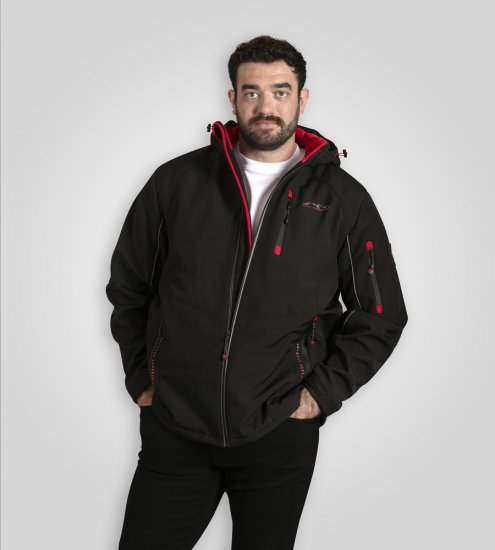 D555 Fretwell Padded Softshell Jacket with Detachable Hood Black - Kabátok - Nagyméretű Kabátok - 2XL-8XL