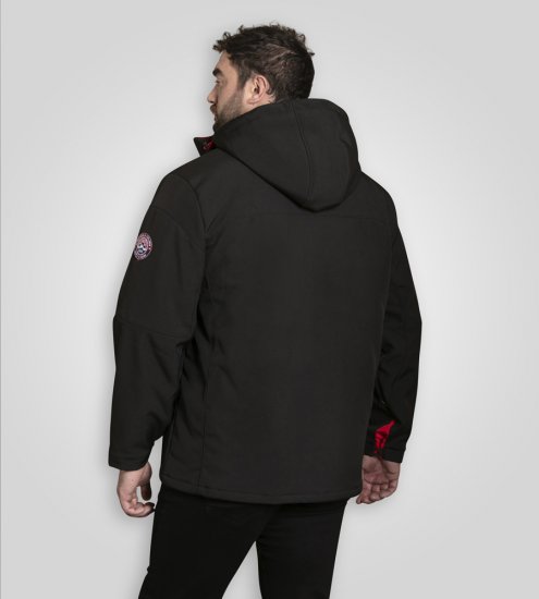 D555 Fretwell Padded Softshell Jacket with Detachable Hood Black - Kabátok - Nagyméretű Kabátok - 2XL-8XL