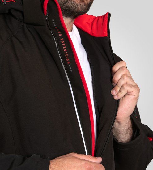 D555 Fretwell Padded Softshell Jacket with Detachable Hood Black - Kabátok - Nagyméretű Kabátok - 2XL-8XL