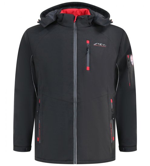 D555 Fretwell Padded Softshell Jacket with Detachable Hood Black - Kabátok - Nagyméretű Kabátok - 2XL-8XL